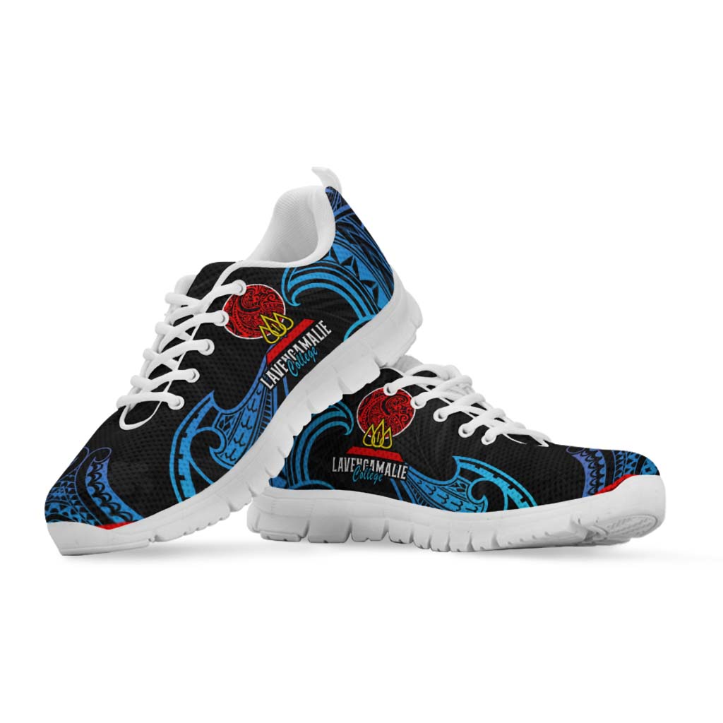 Tonga Sneakers - Lavengamalie College with Polynesian Patterns and Plumeria Flower