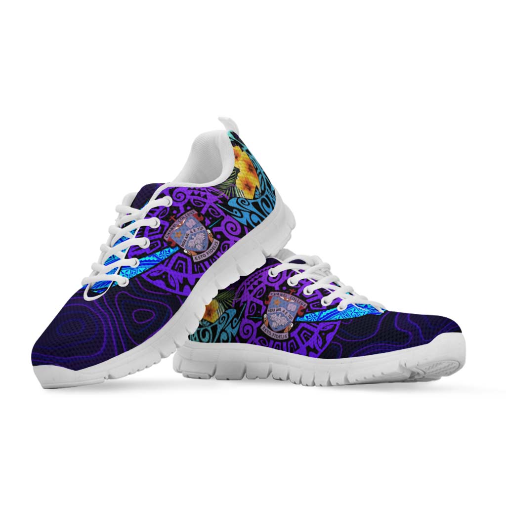 Tonga Sneakers - Chanel College with Polynesian Pattern Style and Flower