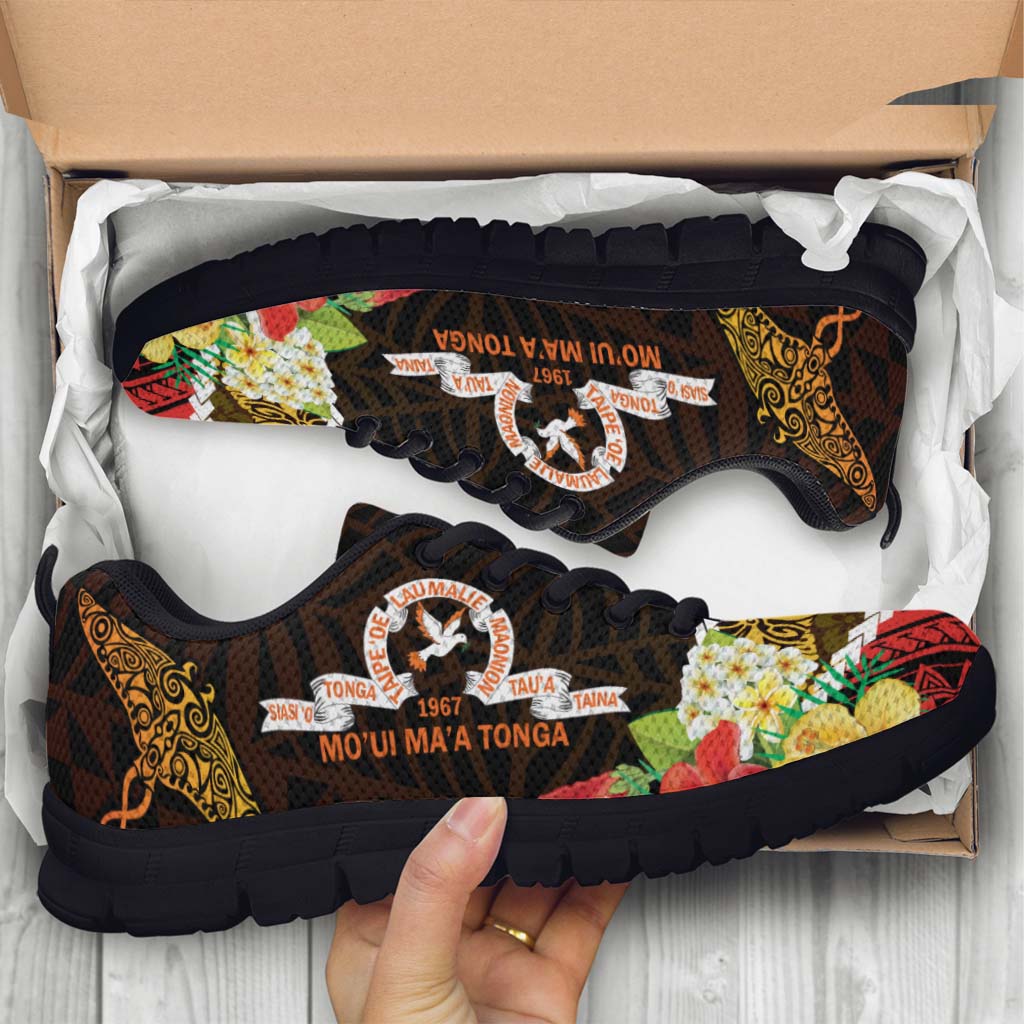 Tonga Sneakers - Tailulu College Polynesian with Flower and Tonga Pattern