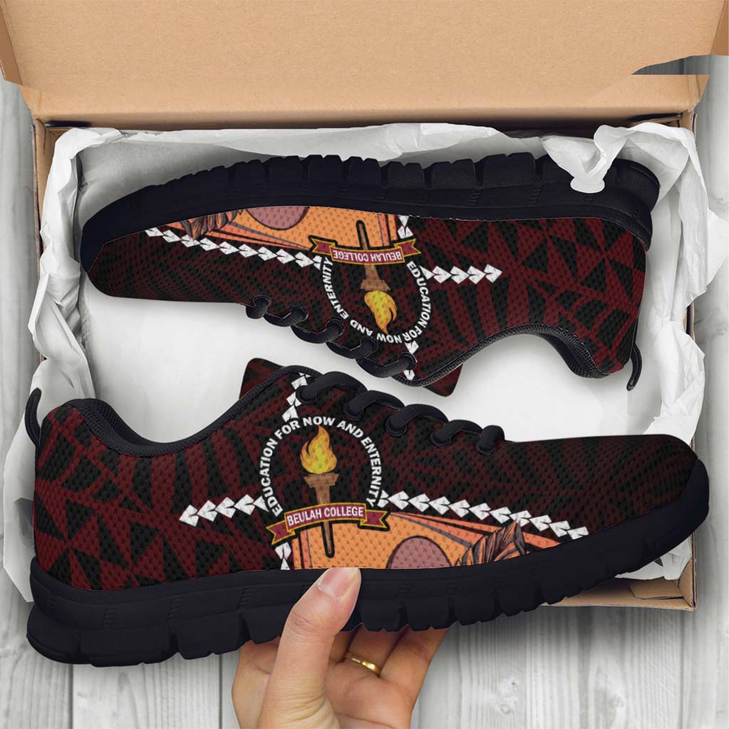 Tonga Sneakers - Beulah College Polynesian Pattern with Flower Tribal