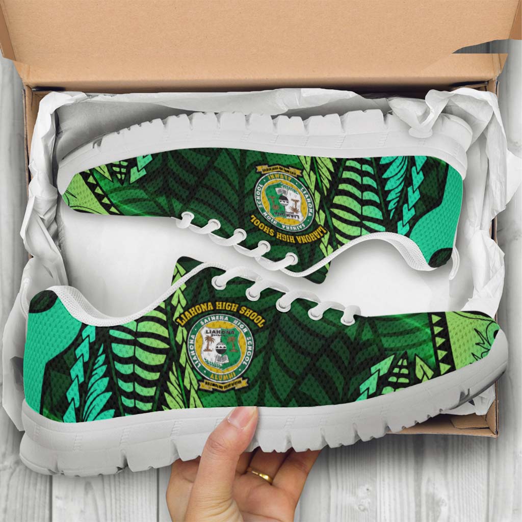 Tonga Sneakers - Liahona High Shool with Tonga Patterns with Green Effect