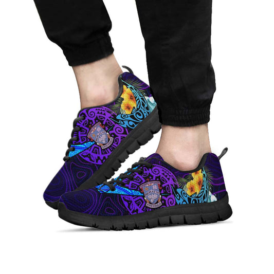 Tonga Sneakers - Chanel College with Polynesian Pattern Style and Flower