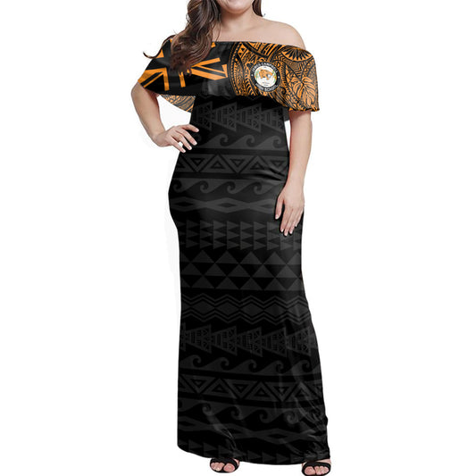 Hawaii Woman Off Shoulder Long Dress James Campbell High School With Crest Style
