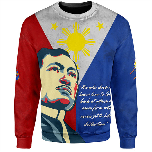 Philippines Filipinos Sweatshirt Jose Rizal Flag Map Country Grunge