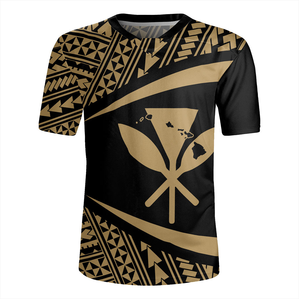 Hawaii Rugby Jersey Polynesian Tribal Pattern Round Style