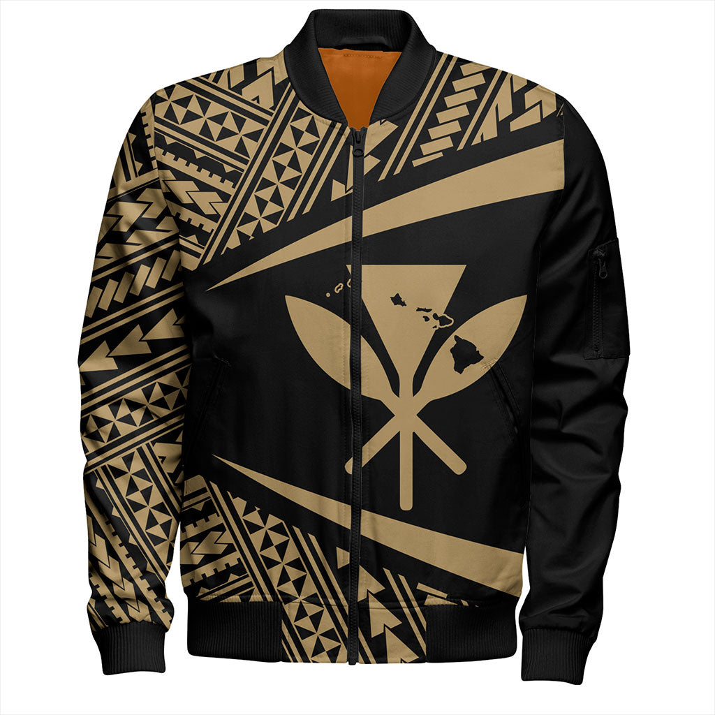 Hawaii Bomber Jacket Polynesian Tribal Pattern Round Style