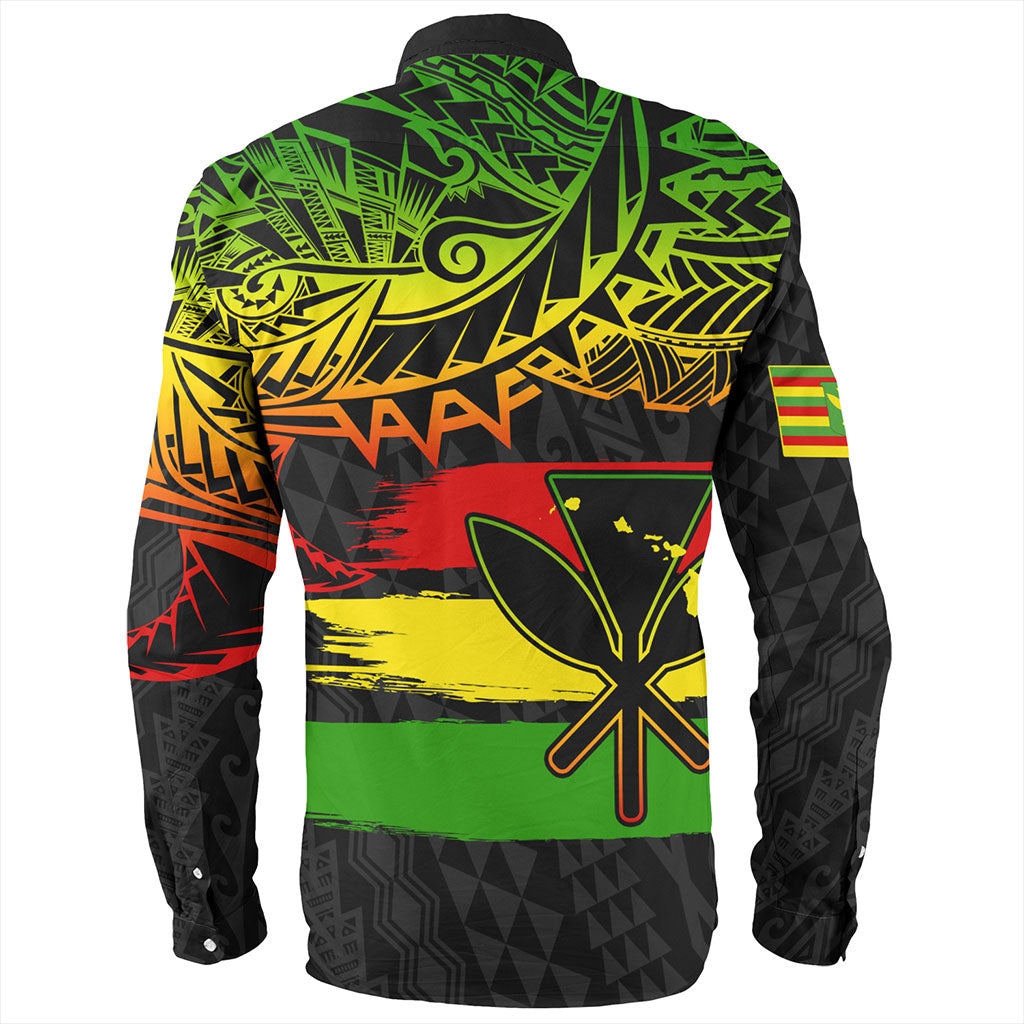 Hawaii Long Sleeve Shirt Kanaka Maoli Tribal Polynesian Grunge Flag