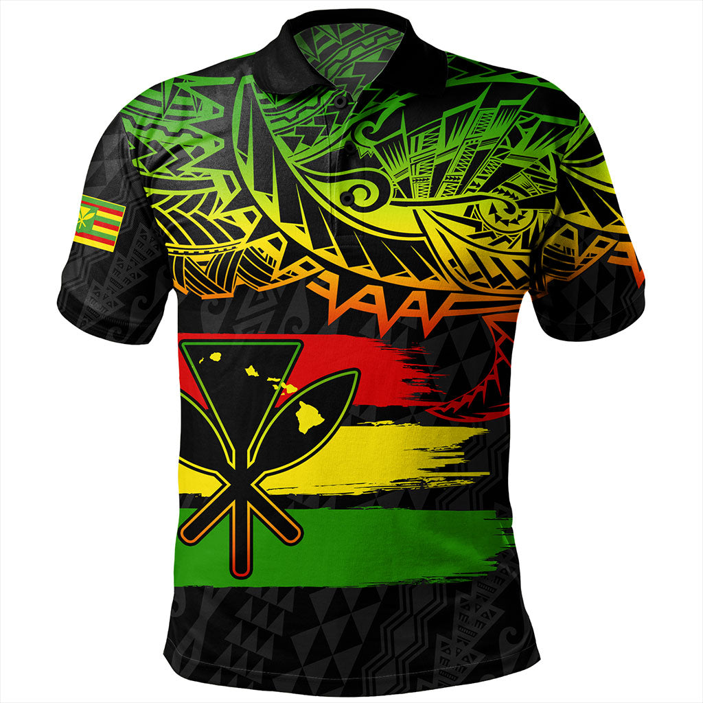 Hawaii Polo Shirt Kanaka Maoli Tribal Polynesian Grunge Flag