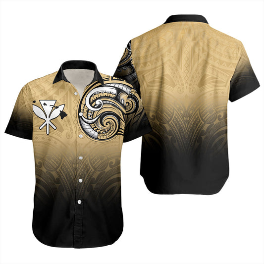 Hawaii Short Sleeve Shirt Kanaka Map Polynesian Tribal Style