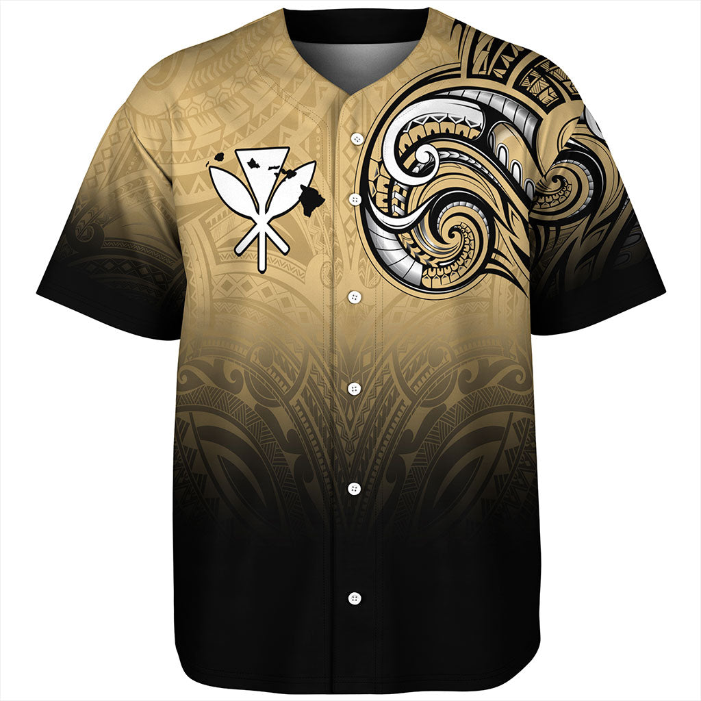 Hawaii Baseball Shirt Kanaka Map Polynesian Tribal Style