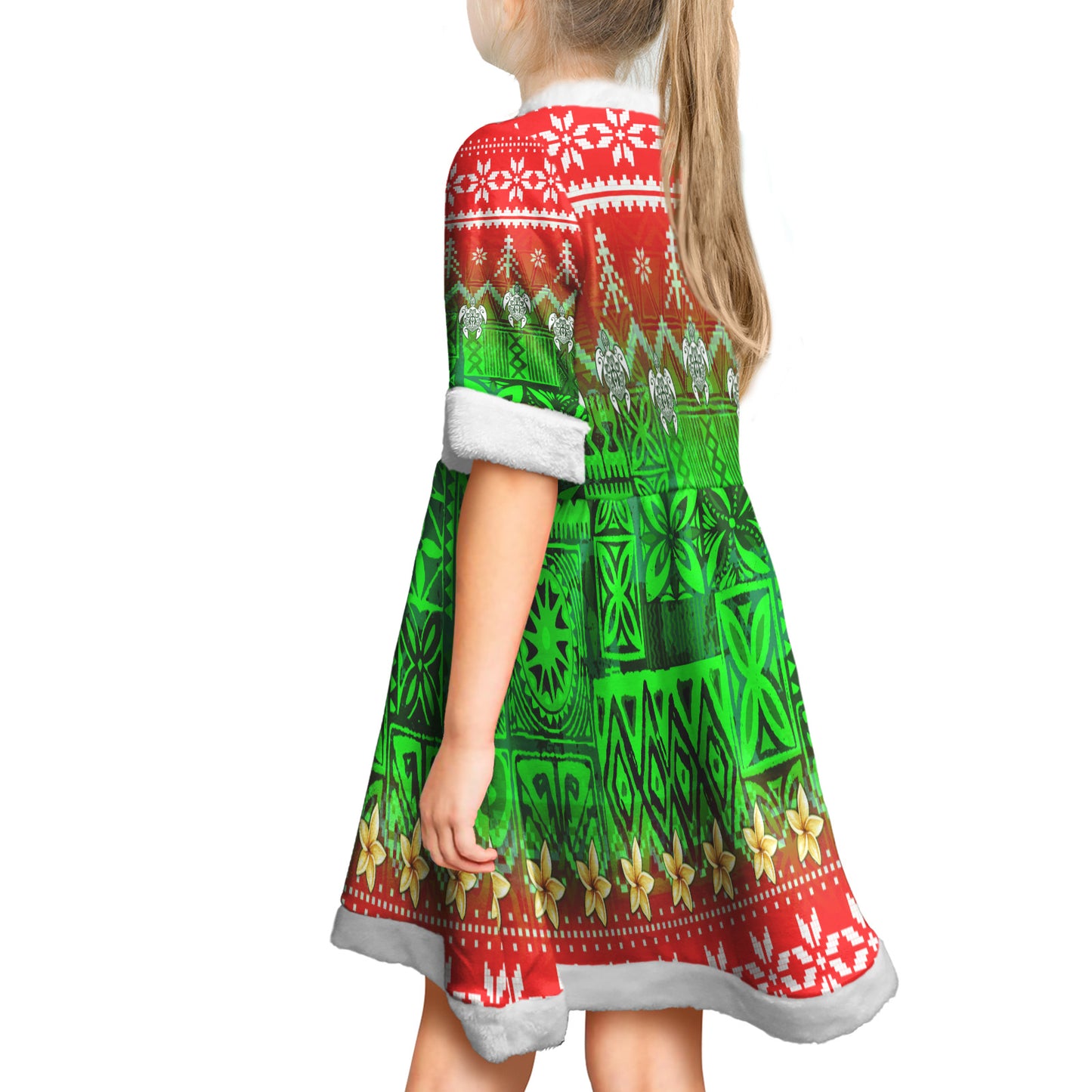 Hawaii Women and Kid Christmas Dress Santa Surfing Mele Kalikimaka Style