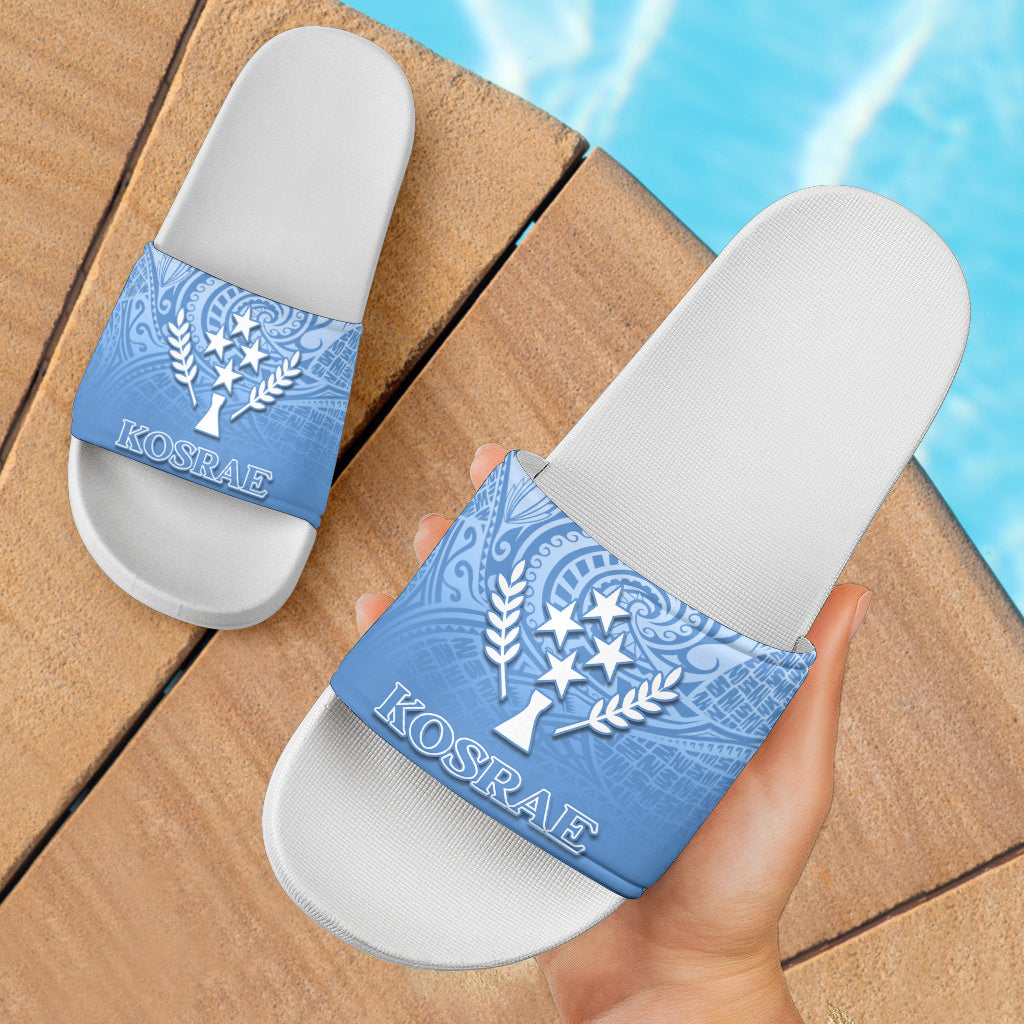 Kosrae State Flag Color With Traditional Patterns Slide Sandals
