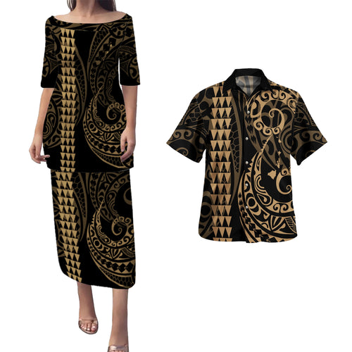 Hawaii Combo Puletasi And Shirt Kakau Style Gold
