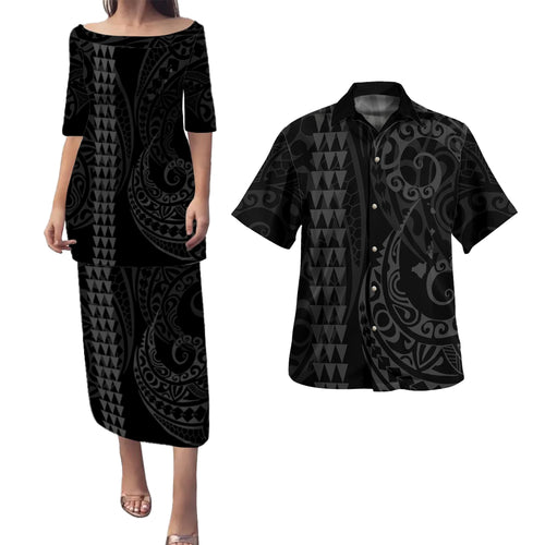 Hawaii Combo Puletasi And Shirt Kakau Style Grey