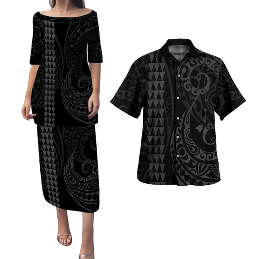 Hawaii Combo Puletasi And Shirt Kakau Style Grey