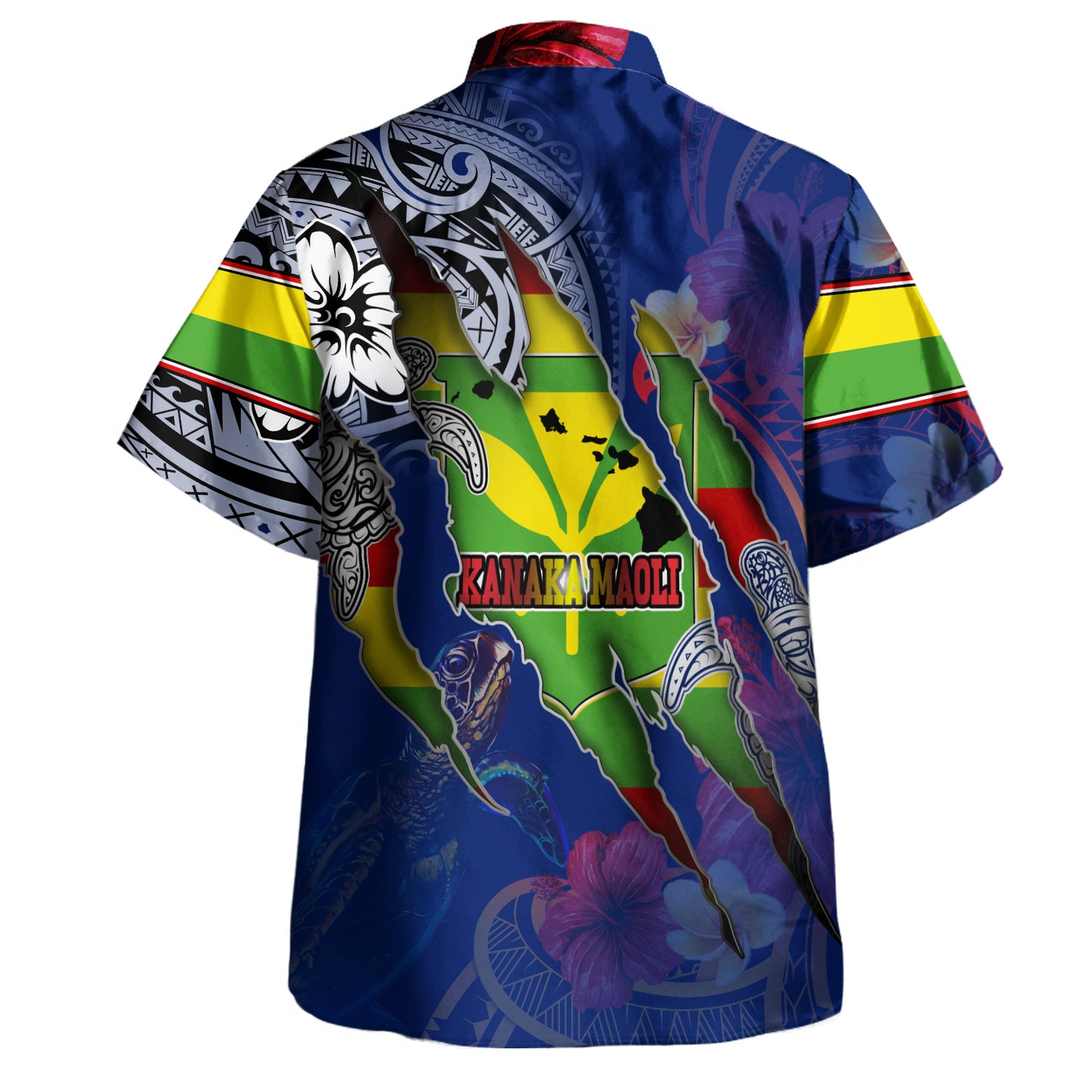 Hawaii Hawaiian Shirt Custom Kanaka Maoli Blood Inside Me Polynesian Sleeve Tattoo Tropical Blue