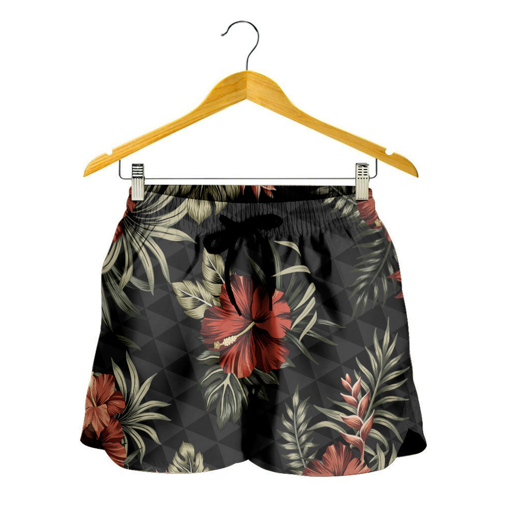 Hawaii Women Shorts Kanaka Kakau Hibiscus
