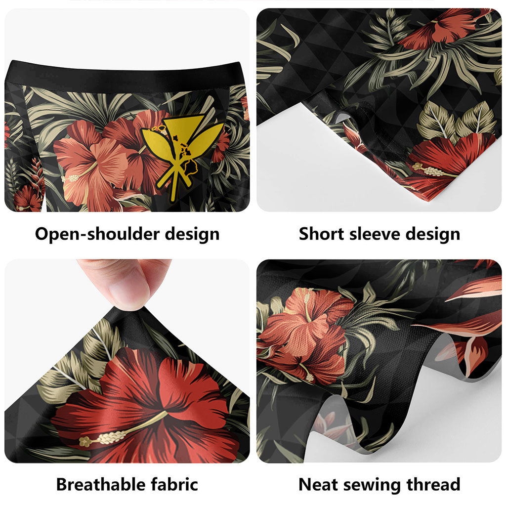 Hawaii Combo Short Sleeve Dress And Shirt Kanaka Kakau Hibiscus