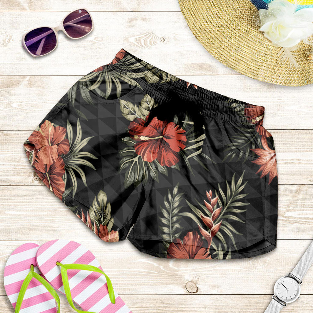 Hawaii Women Shorts Kanaka Kakau Hibiscus