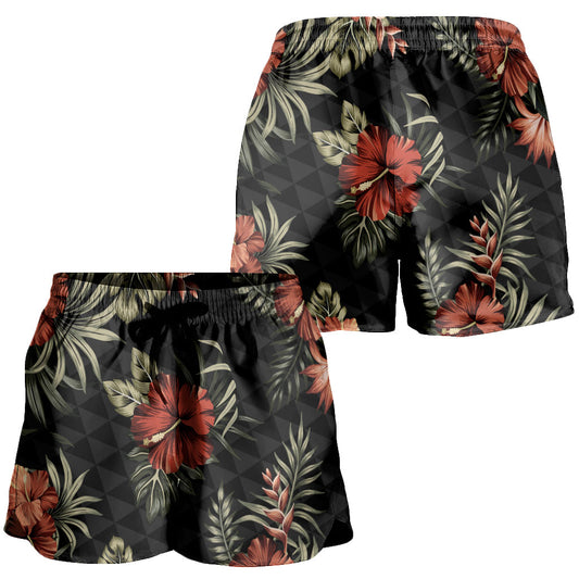 Hawaii Women Shorts Kanaka Kakau Hibiscus