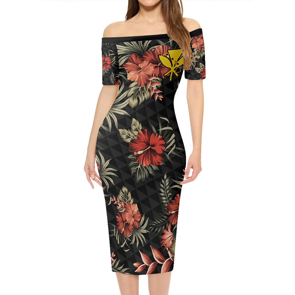 Hawaii Combo Short Sleeve Dress And Shirt Kanaka Kakau Hibiscus