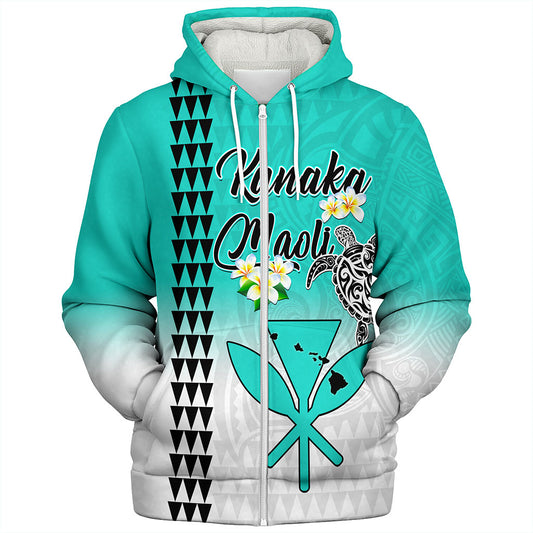 Hawaii Sherpa Hoodie Kanaka Maoli With Map Tribal Aloha