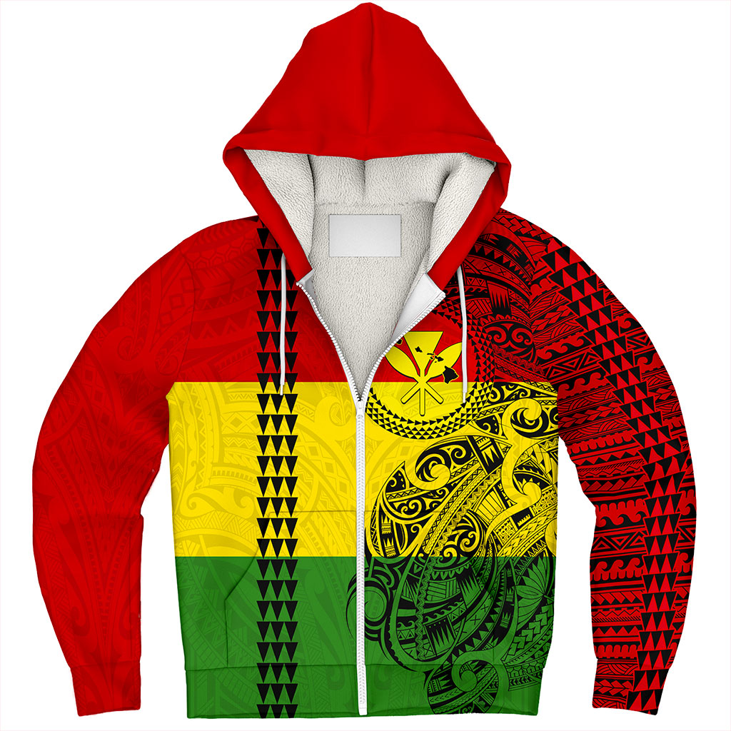 Hawaii Sherpa Hoodie Kanaka Maoli With Map Tribal Polynesian