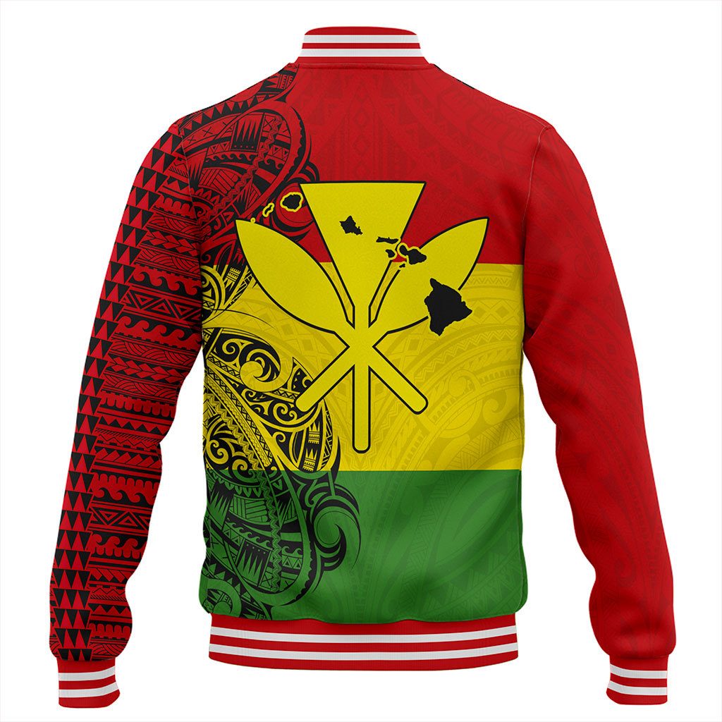 Hawaii Baseball Jacket Kanaka Maoli With Map Tribal Polynesian