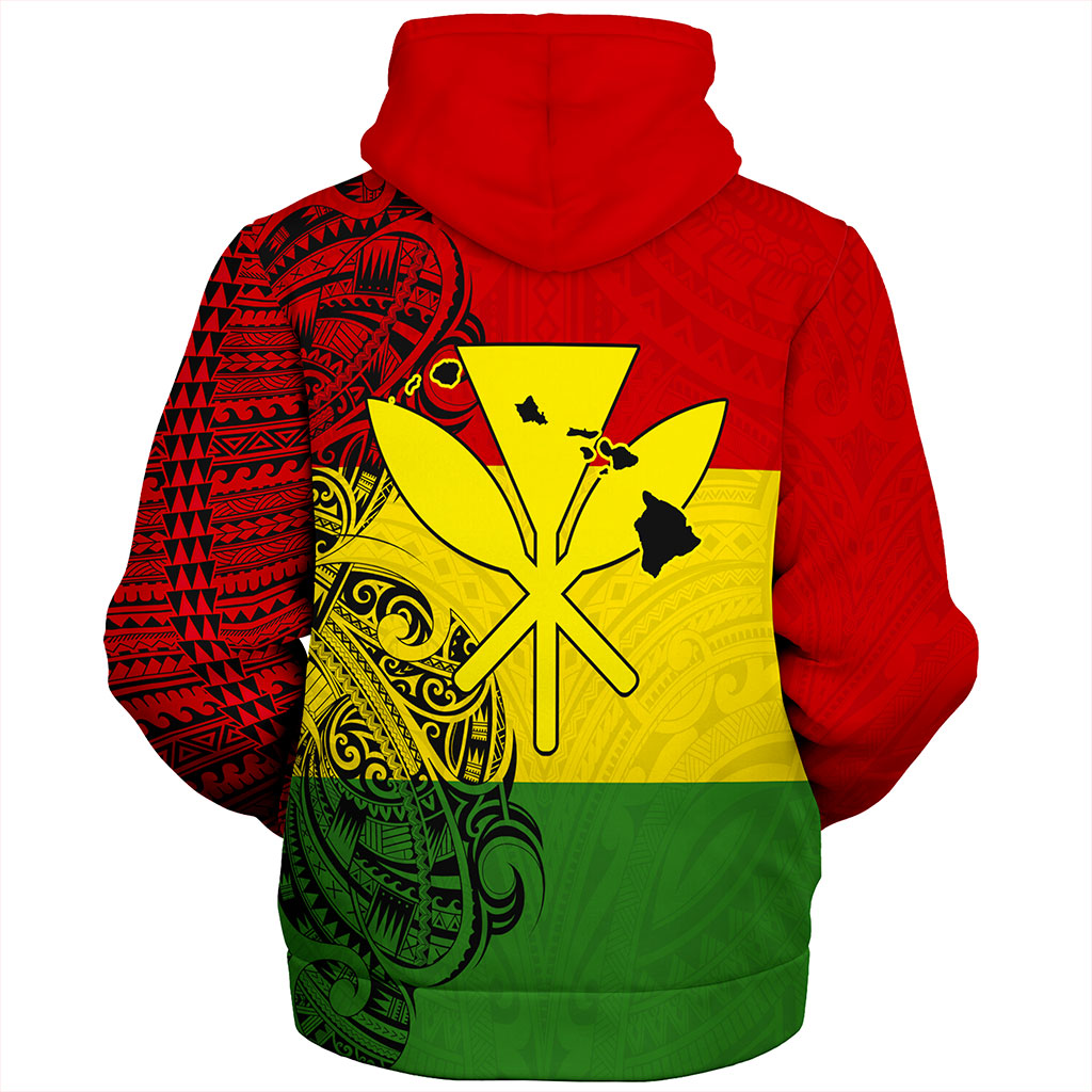 Hawaii Sherpa Hoodie Kanaka Maoli With Map Tribal Polynesian