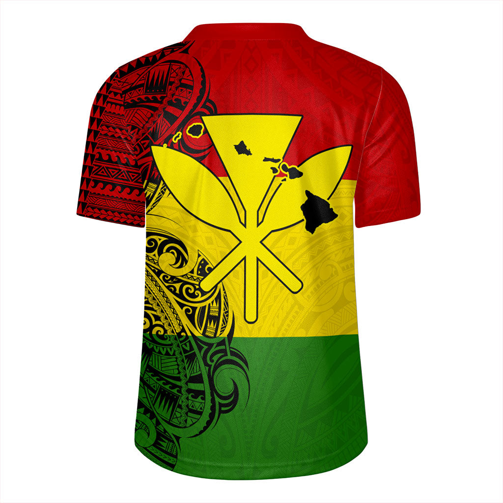 Hawaii Rugby Jersey Kanaka Maoli With Map Tribal Polynesian