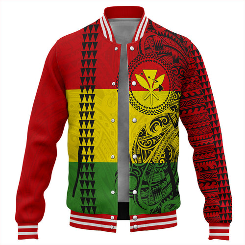 Hawaii Baseball Jacket Kanaka Maoli With Map Tribal Polynesian