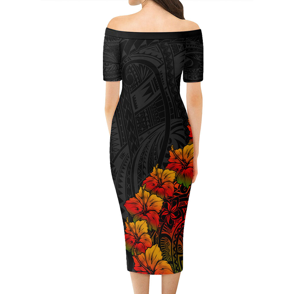 Hawaii Combo Short Sleeve Dress And Shirt Kanaka Map Style Tropical
