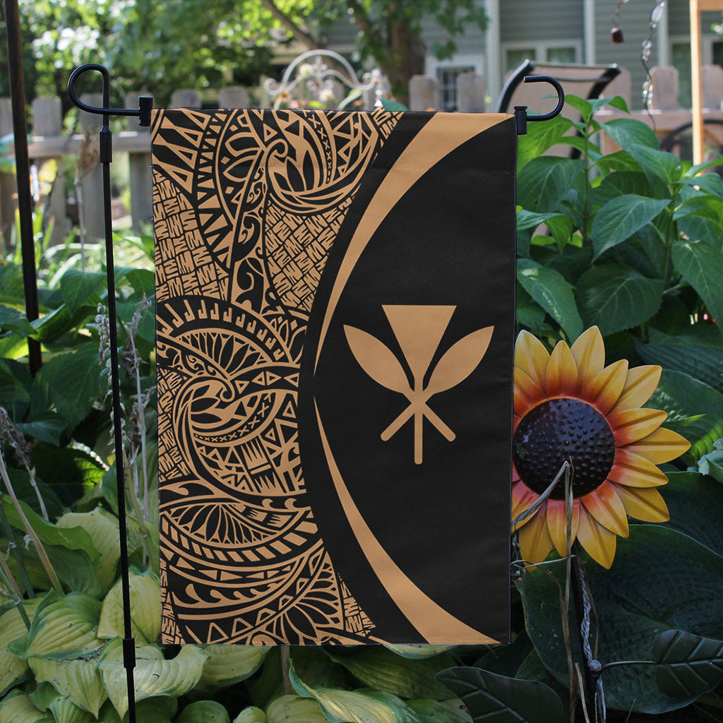 Hawaii Garden Flag Kanaka Lauhala Circle Gold
