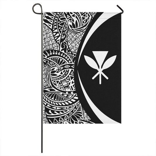Hawaii Garden Flag Kanaka Lauhala Circle White