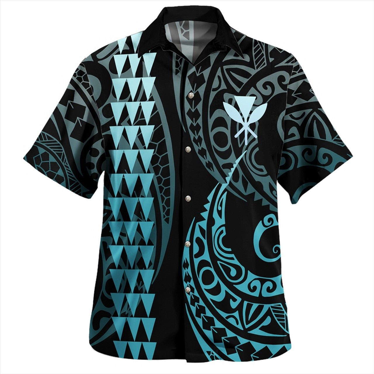 Hawaii Combo Short Sleeve Dress And Shirt Kanaka Kakau Style Turquoise