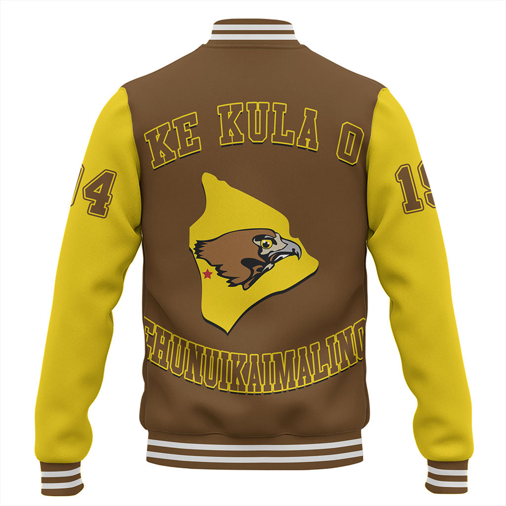 Hawaii Baseball Jacket Ke Kula O Nawahiokalaniopuu Polynesian Letters Style