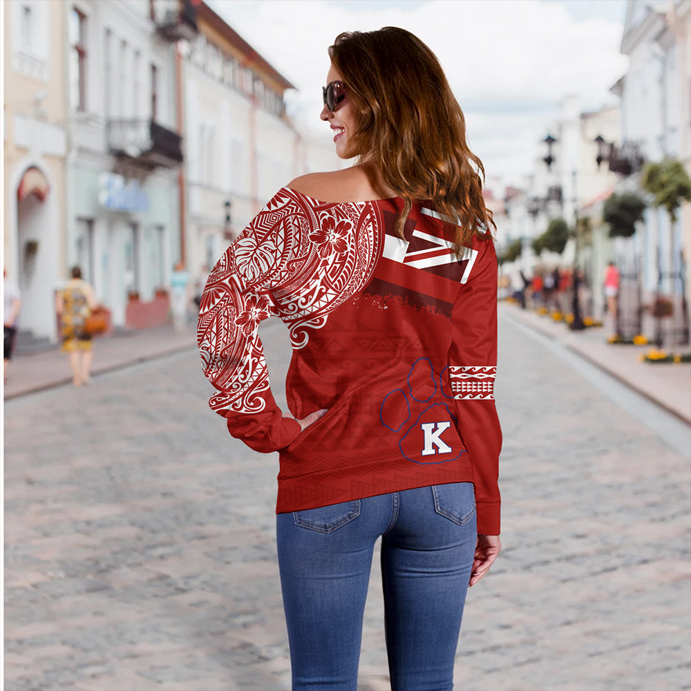 Hawaii Off Shoulder Sweatshirt Kea'au High School With Crest Style