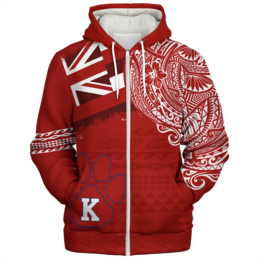 Hawaii Sherpa Hoodie Kea'au High School With Crest Style