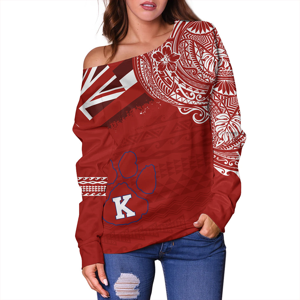 Hawaii Off Shoulder Sweatshirt Kea'au High School With Crest Style