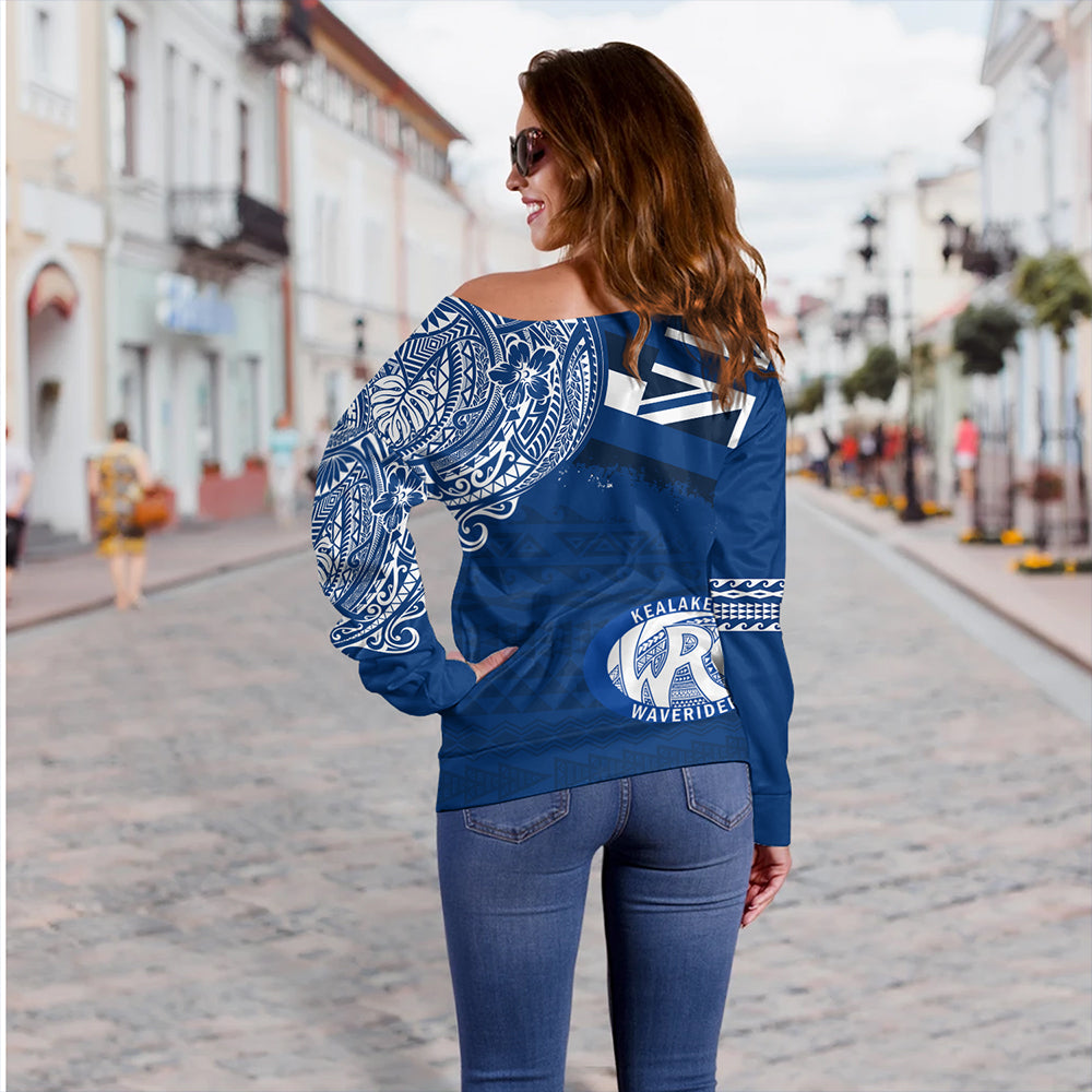 Hawaii Off Shoulder Sweatshirt Kealakehe High School With Crest Style