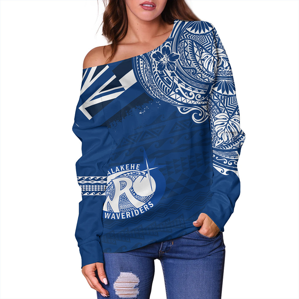 Hawaii Off Shoulder Sweatshirt Kealakehe High School With Crest Style