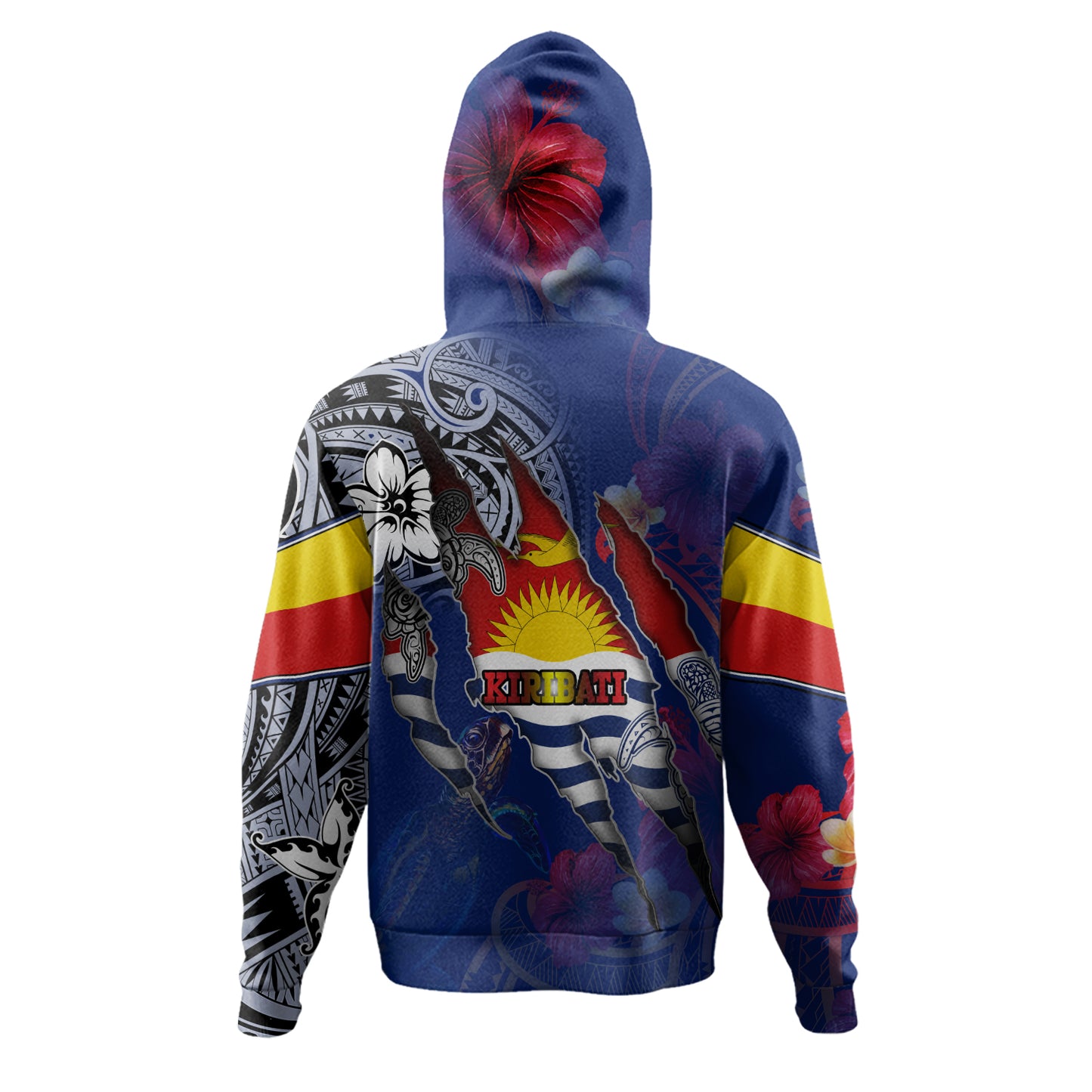 Kiribati Hoodie Custom Gilbertese Blood Inside Me Polynesian Sleeve Tattoo Tropical Blue