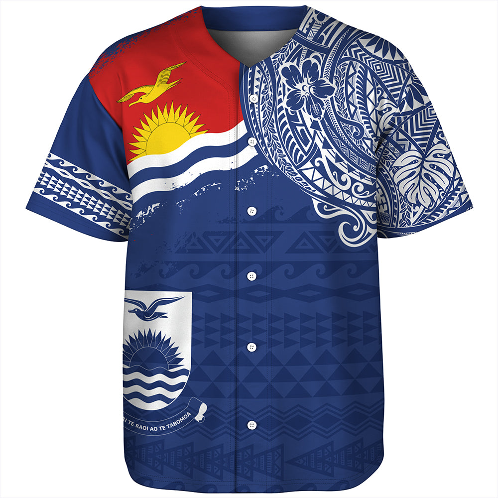 Kiribati Baseball Shirt Polynesian Flag With Coat Of Arms