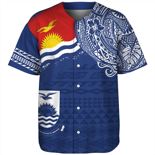 Kiribati Baseball Shirt Polynesian Flag With Coat Of Arms