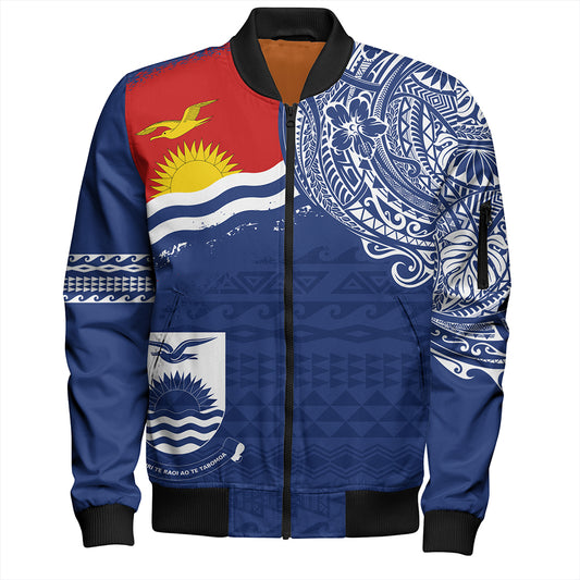 Kiribati Bomber Jacket Polynesian Flag With Coat Of Arms