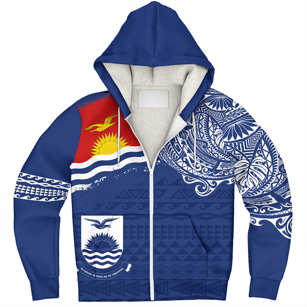 Kiribati Sherpa Hoodie Polynesian Flag With Coat Of Arms