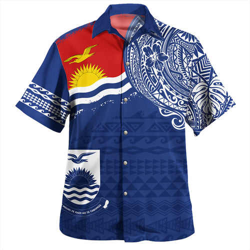 Kosrae Hawaiian Shirt Polynesian Flag With Coat Of Arms