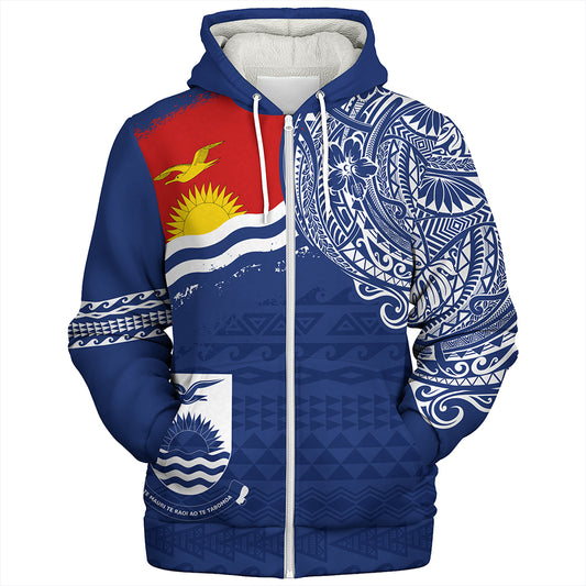 Kiribati Sherpa Hoodie Polynesian Flag With Coat Of Arms