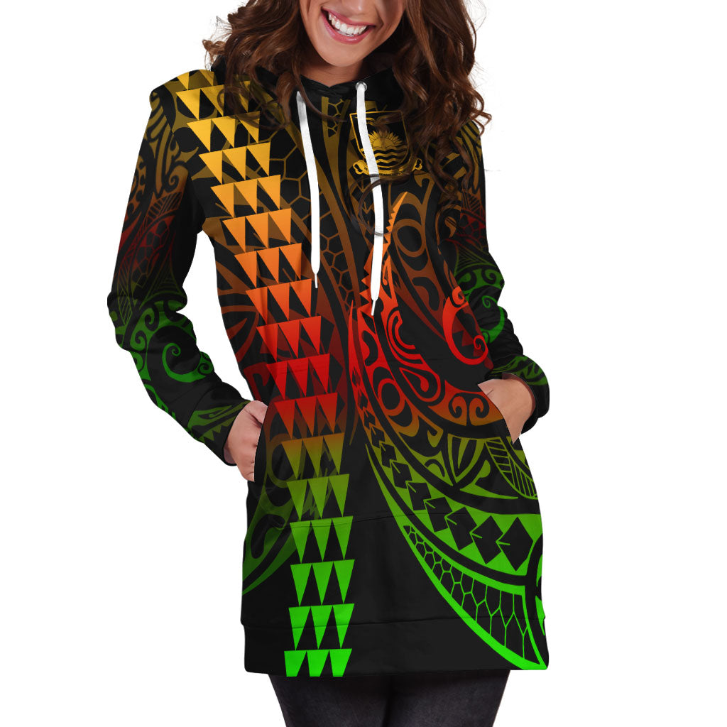 Kiribati Hoodie Dress Kakau Style Reggae