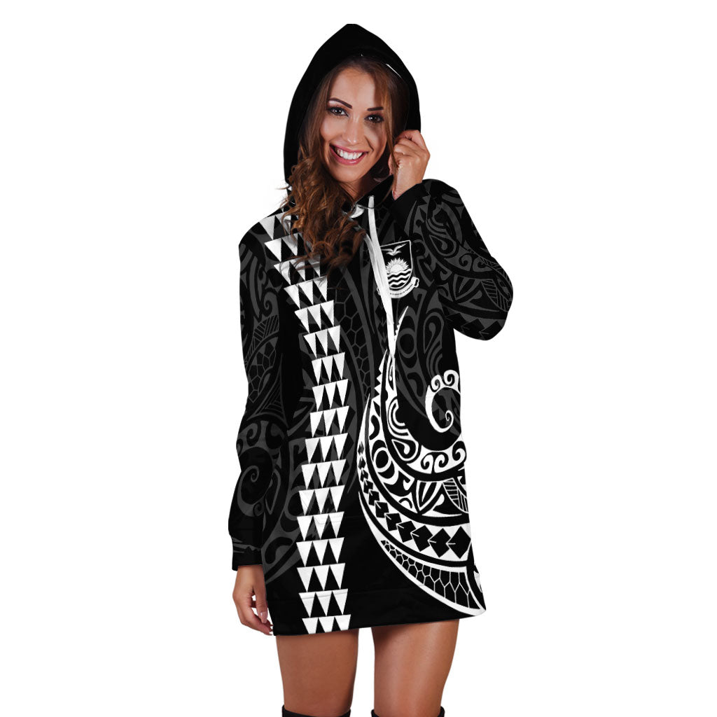 Kiribati Hoodie Dress Kakau Style White